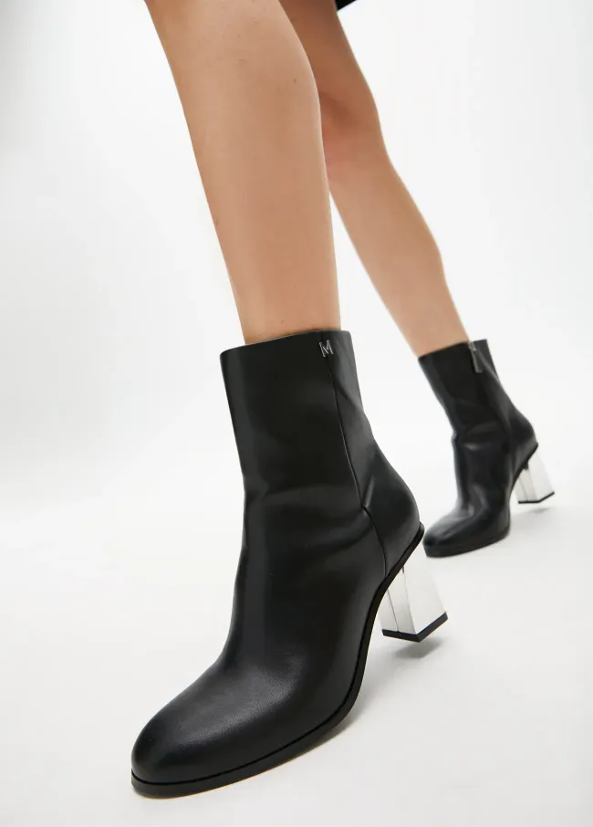 Heeled metallic-effect ankle boots