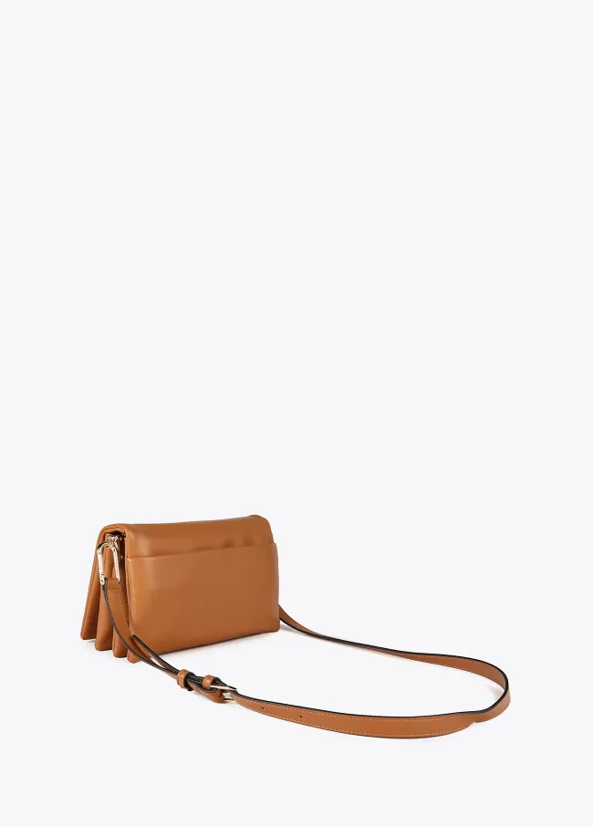 Faux leather crossbody bag with three...