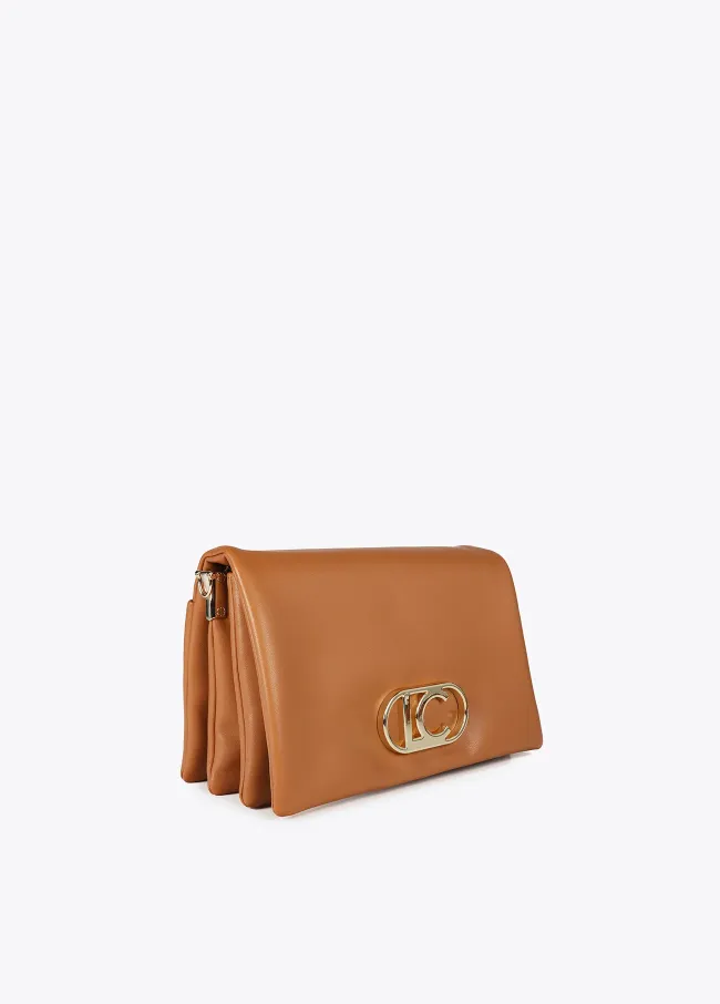 Faux leather crossbody bag with three...