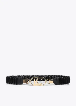 Cinturon efecto piel elastico logo ovalado