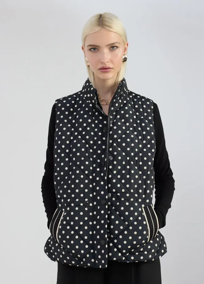 Chaleco midi acolchado topos