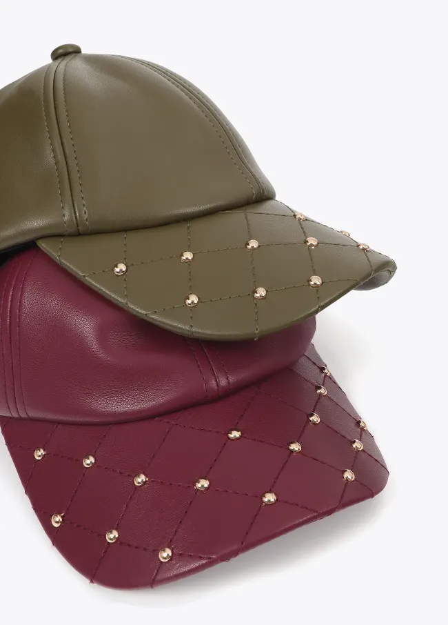Leather-effect cap with stud detail