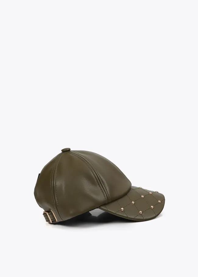 Leather-effect cap with stud detail