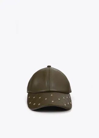 Leather-effect cap with stud detail