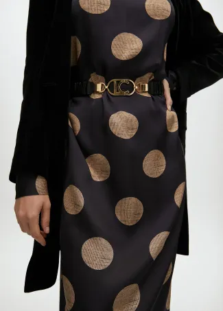 Cinturon efecto piel elastico logo ovalado