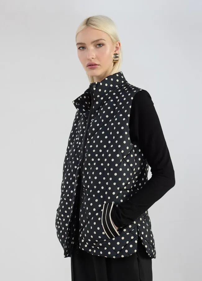 Chaleco midi acolchado topos