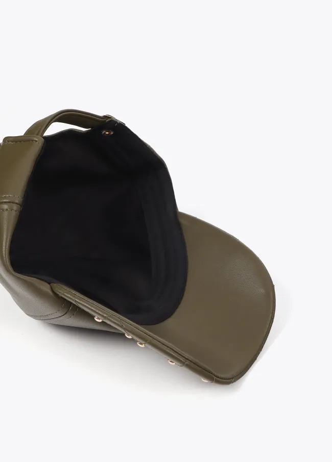 Leather-effect cap with stud detail