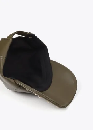 Leather-effect cap with stud detail
