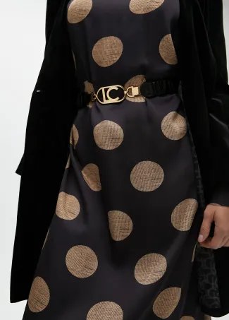 Cinturon efecto piel elastico logo ovalado