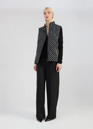 Chaleco midi acolchado topos