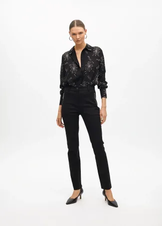 Stretch fabric trousers with zipped pocket