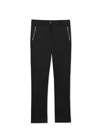 Stretch fabric trousers with zipped pocket