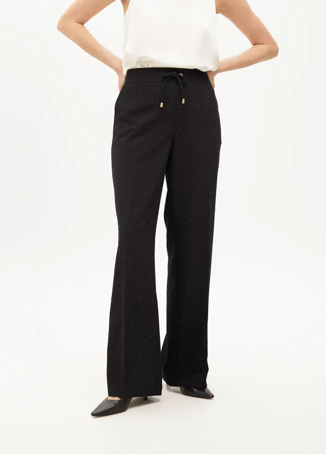 Straight fit trousers with rhinestones