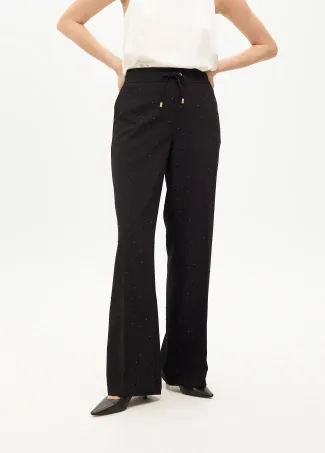Straight fit trousers with rhinestones