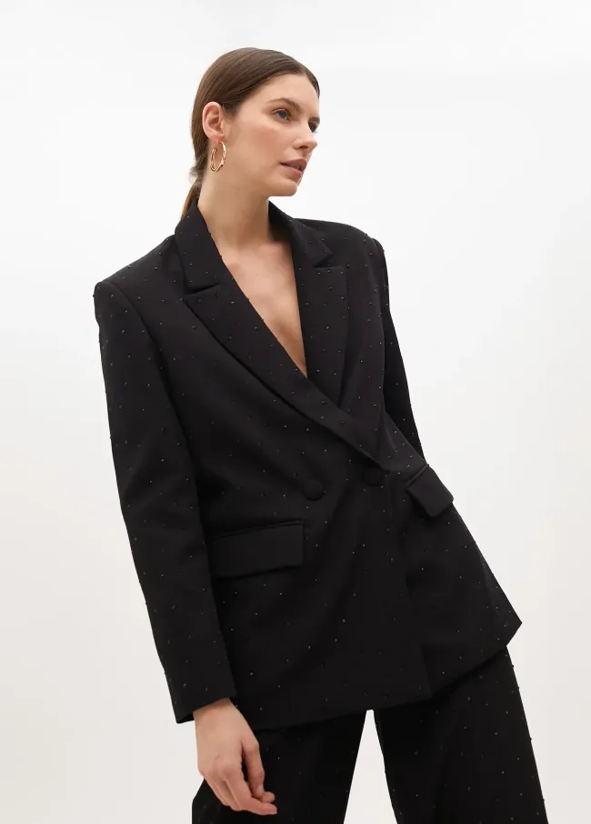 Straight fit double-breasted blazer with...