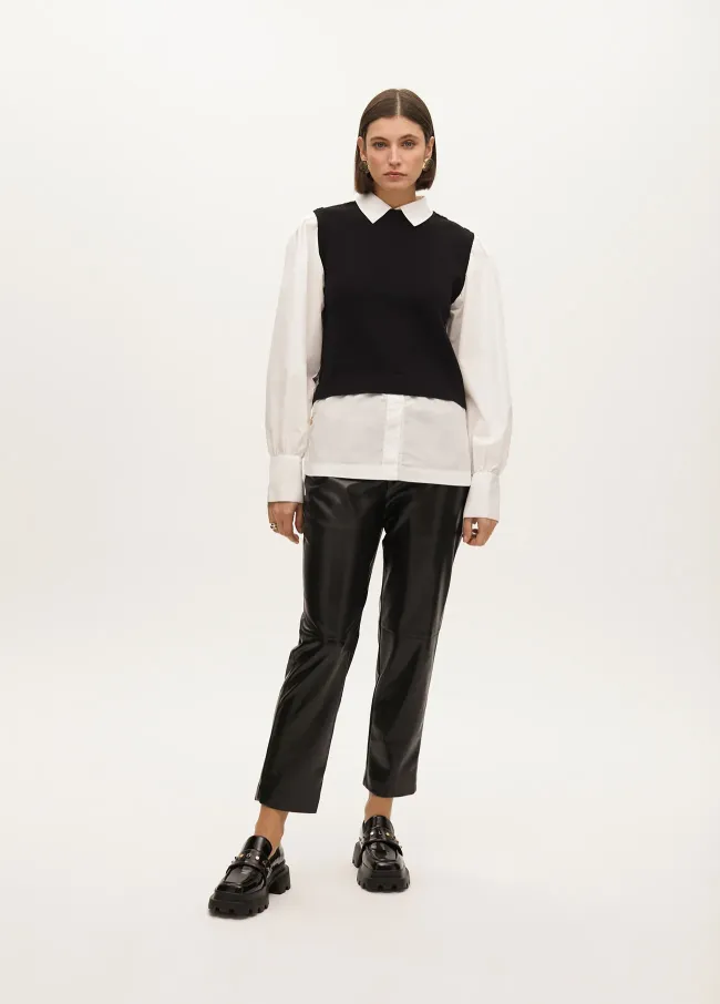 Faux leather jogging trousers