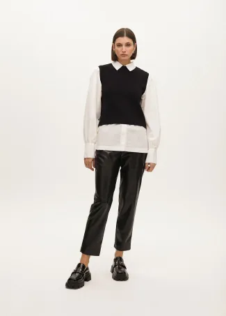 Faux leather jogging trousers