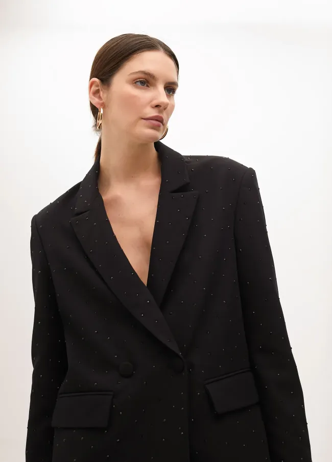 Straight fit double-breasted blazer with...