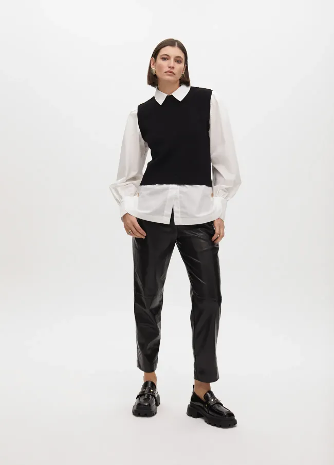 Faux leather jogging trousers