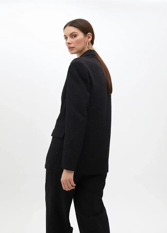 Straight fit double-breasted blazer with...