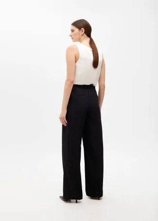 Straight fit trousers with rhinestones