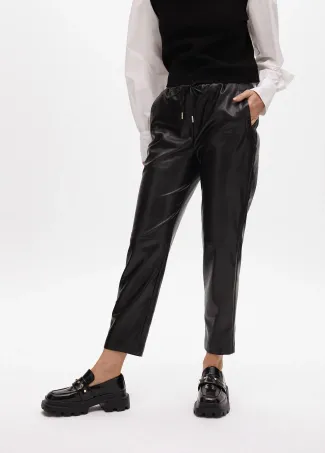 Faux leather jogging trousers