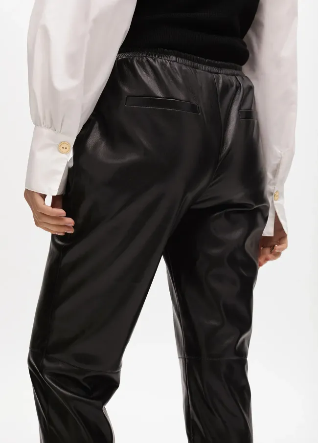 Faux leather jogging trousers
