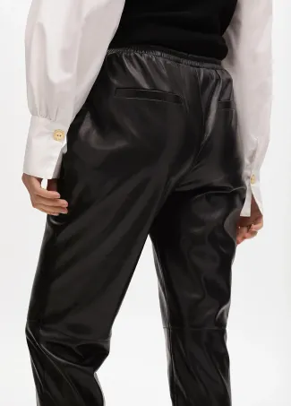 Faux leather jogging trousers