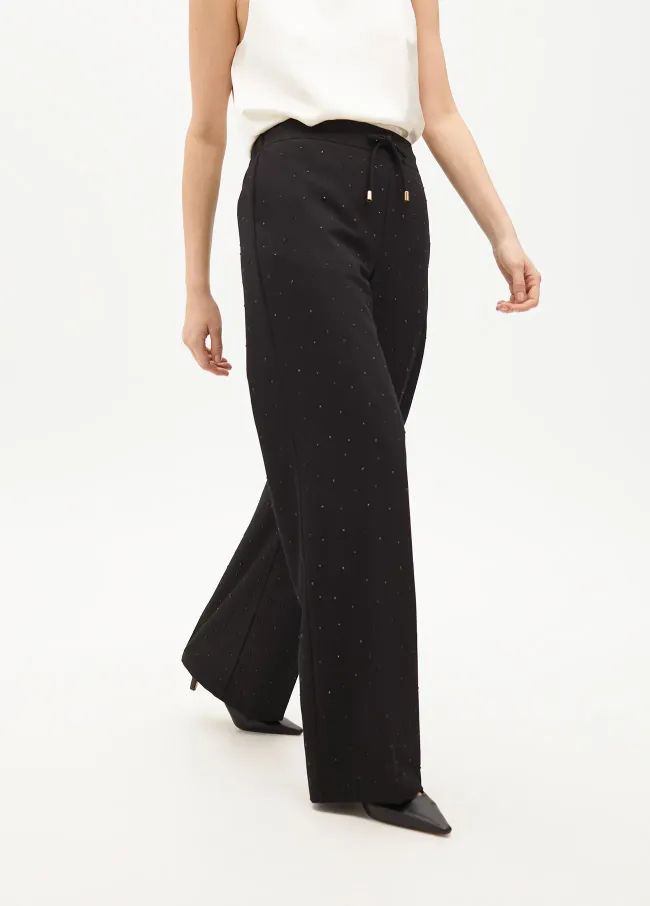 Straight fit trousers with rhinestones