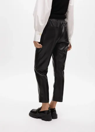 Faux leather jogging trousers