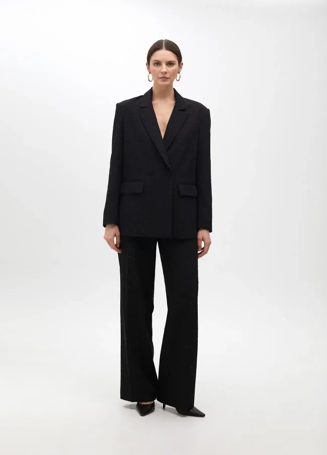 Straight fit trousers with rhinestones