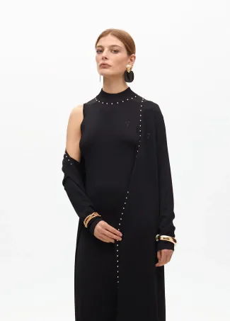 Long lurex knit cardigan