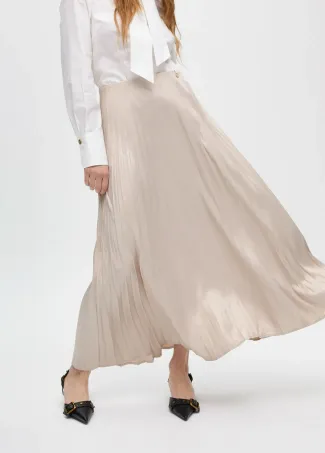 Pleated waxed-effect skirt