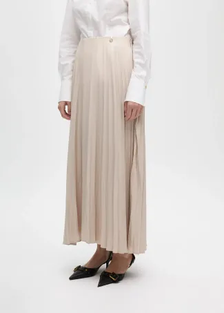 Pleated waxed-effect skirt