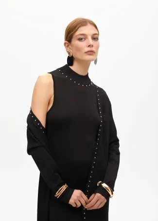 Long lurex knit cardigan