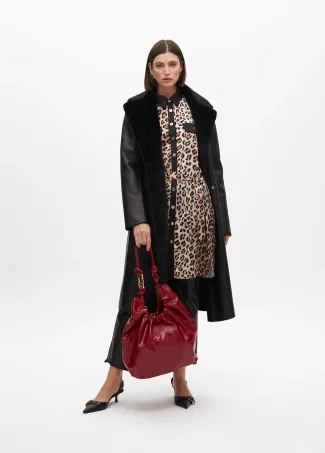 Animal print oversize blouse with pocket details