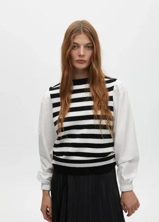 Jersey rayas combinado manga popelín