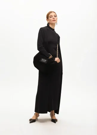 Long lurex knit cardigan