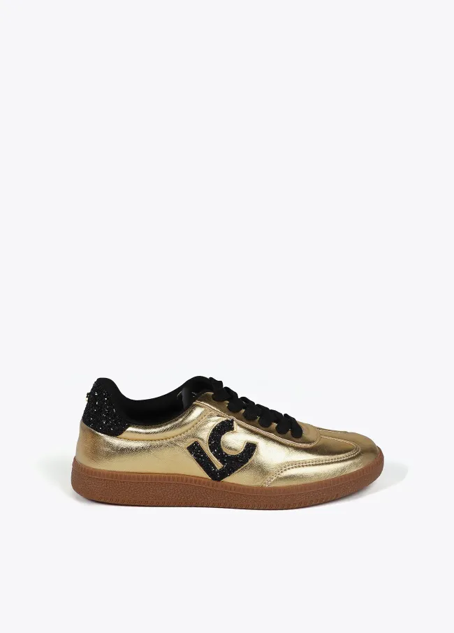 Metallic trainers with glitter-effect details