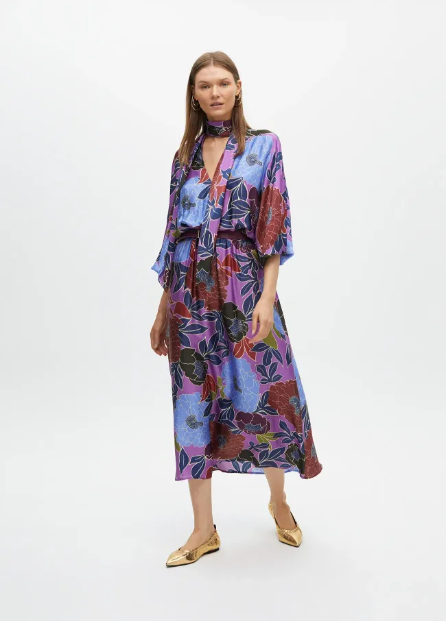 Long floral print dress