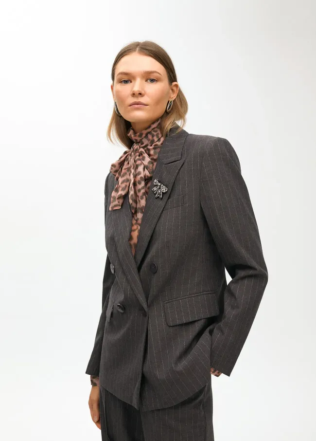 Plystripe blazer with jewel detail on lapel