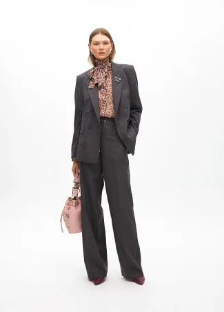 Straight trousers with pinstripe elastic