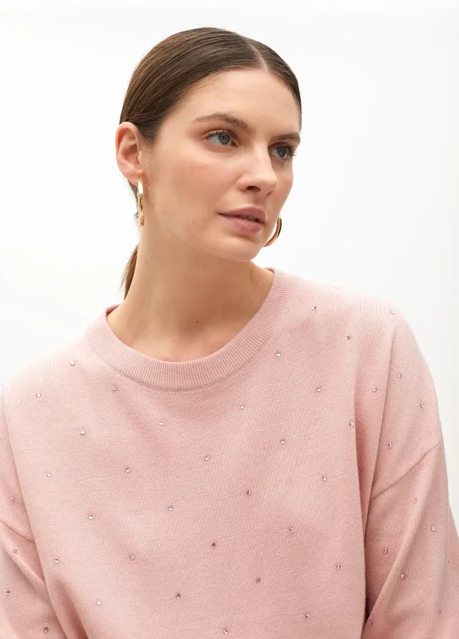 Sweater with rhinestones