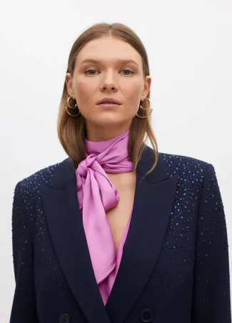 Knitted blazer with rhinestone detail on shoulders