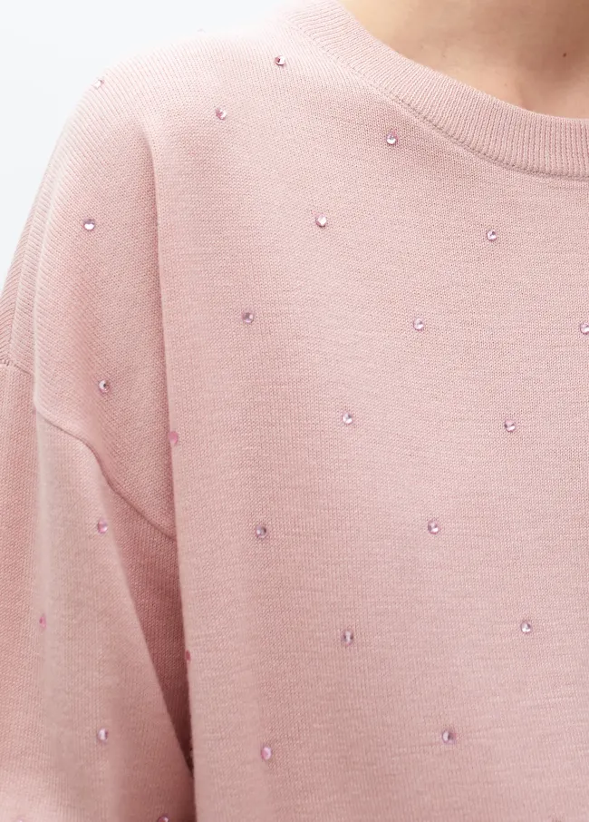Sweater with rhinestones