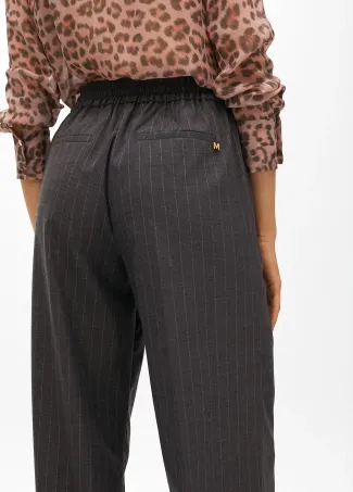 Straight trousers with pinstripe elastic