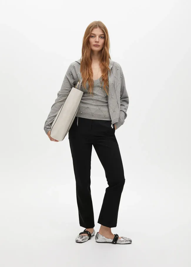 Cardigan punto cremallera detalle pedrería