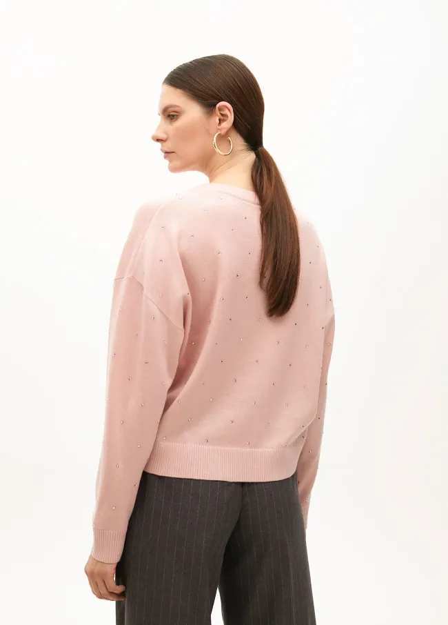 Sweater with rhinestones