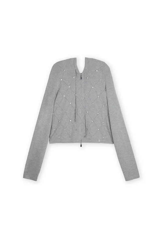 Cardigan punto cremallera detalle pedrería