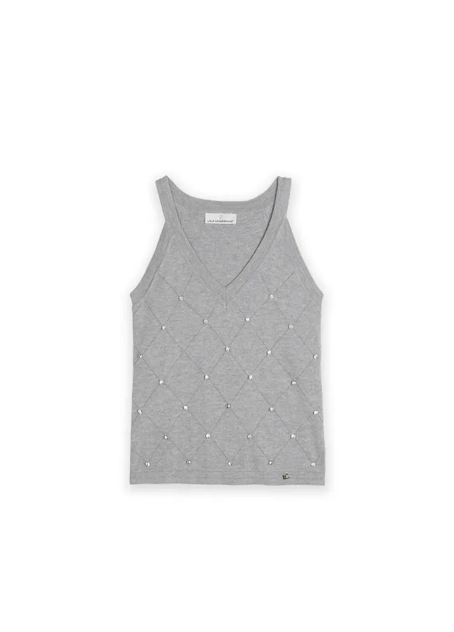 Top with rhinestone detail